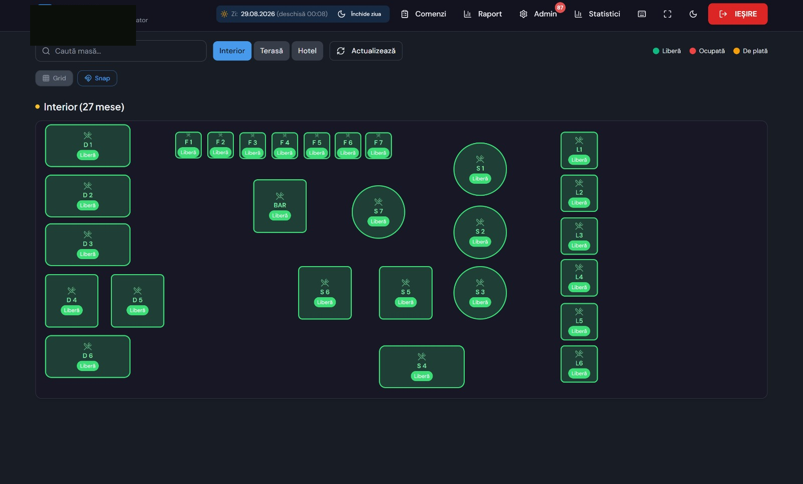 HoReCa Management System — Plan de sală interactiv